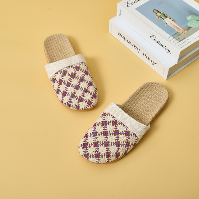 Custom Breathable Upper Indoor Healthy Linen Slippers Wholesale Casual Couples Light Home Linen Slippers