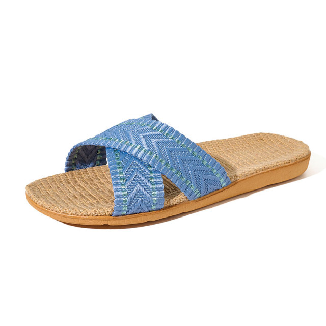 BAIRUILUN Manufacturer Supplies Summer Silent Indoor Linen Slippers for EVA Outsole Breathable Sweat-Absorbent Home Use Slippers