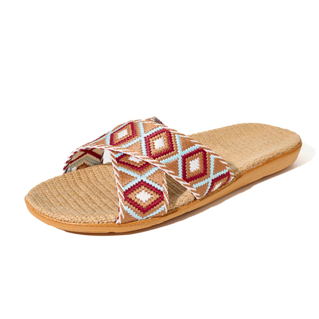 New Arrival Linen Slippers Female Spring Autumn Slippers Indoor Hotel Sandals Custom Cool Breathable Linen Slippers