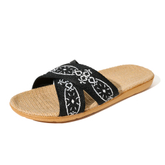 Factory Directly Sale Women's Summer Bohemian Style Line Slippers Custom Sweat Absorbing Fashion Home Linen Slippers
