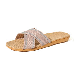 BAIRUILUN Manufacturer Supplies Summer Silent Indoor Linen Slippers for EVA Outsole Breathable Sweat-Absorbent Home Use Slippers