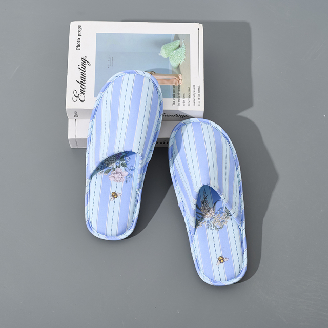 BAIRUILUN Comfortable Cotton Cloth Home Slippers Casual Light Close Toe Flat Hotel Slippers for Bedroom
