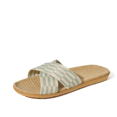 Factory Directly Sale Women's Summer Minimalist Style Line Slippers Custom Simple Stripes Sweat Absorbing Fashion Linen Slippers