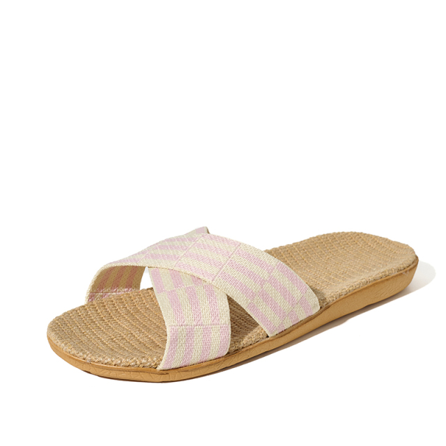 Factory Directly Sale Women's Summer Minimalist Style Line Slippers Custom Simple Stripes Sweat Absorbing Fashion Linen Slippers