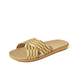 Factory Directly Sale Women's Summer Minimalist Style Line Slippers Custom Simple Stripes Sweat Absorbing Fashion Linen Slippers