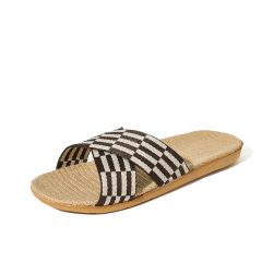 Factory Directly Sale Women's Summer Minimalist Style Line Slippers Custom Simple Stripes Sweat Absorbing Fashion Linen Slippers