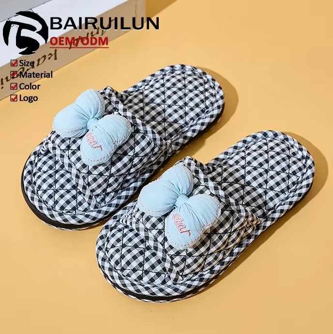 Kids Triple-Layer Thickened Fabric House Slippers Breathable & Silent Soft Sole Machine Washable Korean Style Baby Slippers