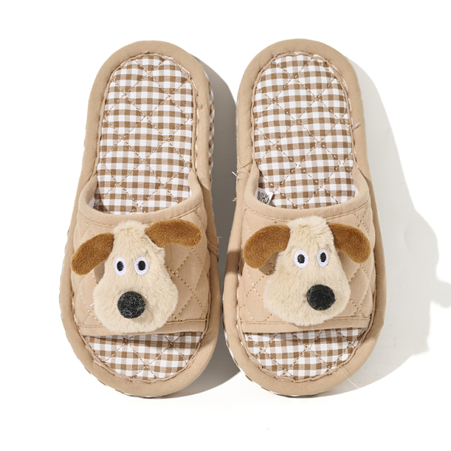 BAIRUILUN Thickened Fabric Kids Cute Animals Slippers Soft Sole Casual Cartoon Style Baby Slippers