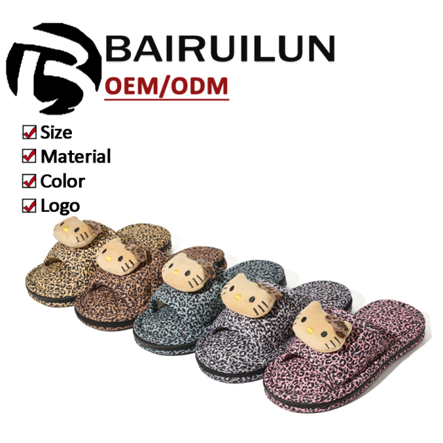 BAIRUILUN Warm Fashion Indoor Kids Slippers Cute Cat Non-Slip Household Slippers Children Home Cotton Slippers