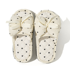 BAIRUILUN Triple-Layer Thickened Fabric Kids Cute Slippers Big Bow Ribbon Soft Sole Casual Style Baby Slippers