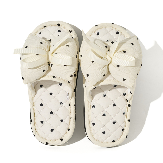 BAIRUILUN Triple-Layer Thickened Fabric Kids Cute Slippers Big Bow Ribbon Soft Sole Casual Style Baby Slippers