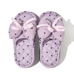BAIRUILUN Triple-Layer Thickened Fabric Kids Cute Slippers Big Bow Ribbon Soft Sole Casual Style Baby Slippers