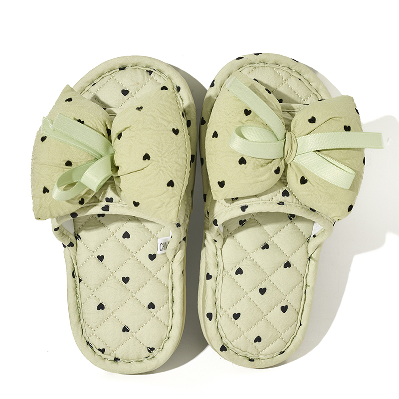 BAIRUILUN Triple-Layer Thickened Fabric Kids Cute Slippers Big Bow Ribbon Soft Sole Casual Style Baby Slippers