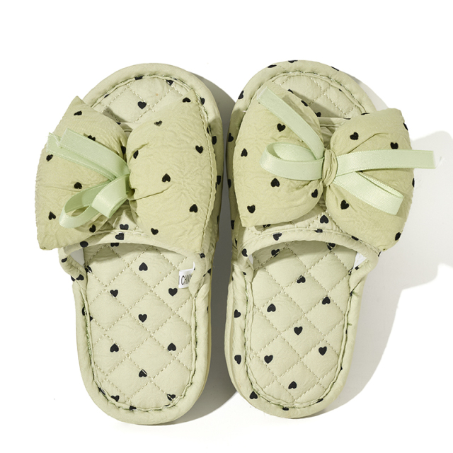 BAIRUILUN Triple-Layer Thickened Fabric Kids Cute Slippers Big Bow Ribbon Soft Sole Casual Style Baby Slippers