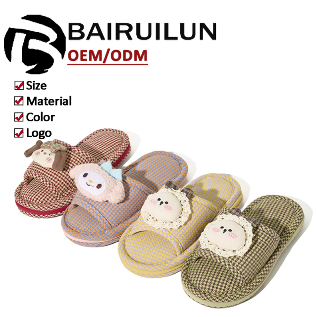 BAIRUILUN Warm Fashion Indoor Kids Slippers Comfortable Cute Cartoon Sweat-Absorbent Soft Slip-Resistant Cotton Slippers