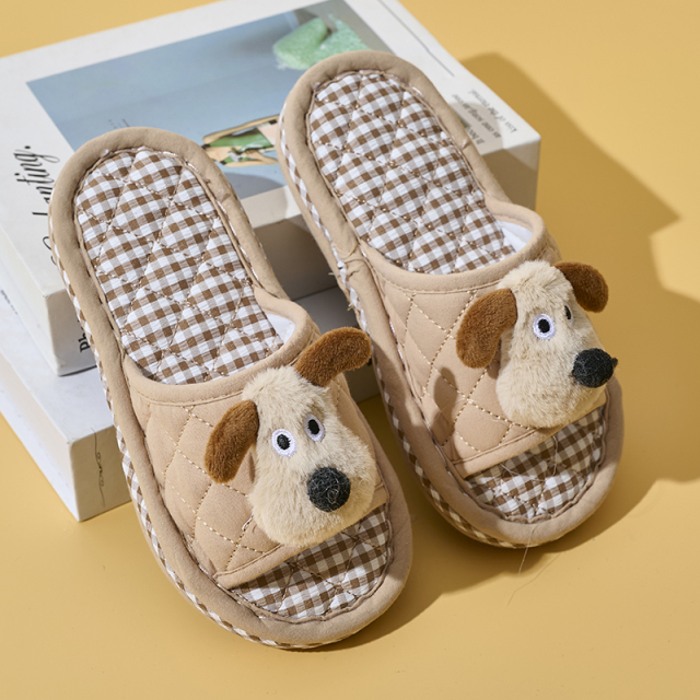 BAIRUILUN Thickened Fabric Kids Cute Animals Slippers Soft Sole Casual Cartoon Style Baby Slippers