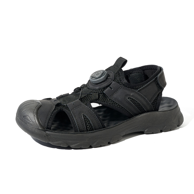 Breathable Men's Premium Outdoor Sandals Slip-Resistant PU Sole Quick-Twist Closure & Cushion Sole for Hiking/Camping/Travel