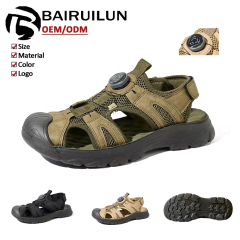 Breathable Men's Premium Outdoor Sandals Slip-Resistant PU Sole Quick-Twist Closure & Cushion Sole for Hiking/Camping/Travel