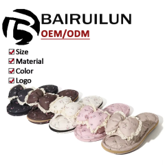 Factory Custom Bedroom Tree-layer Soft Thick Bottom Silent Slippers Anti-slip Comfortable Indoor Women's Soft Cloth Bow Slippers