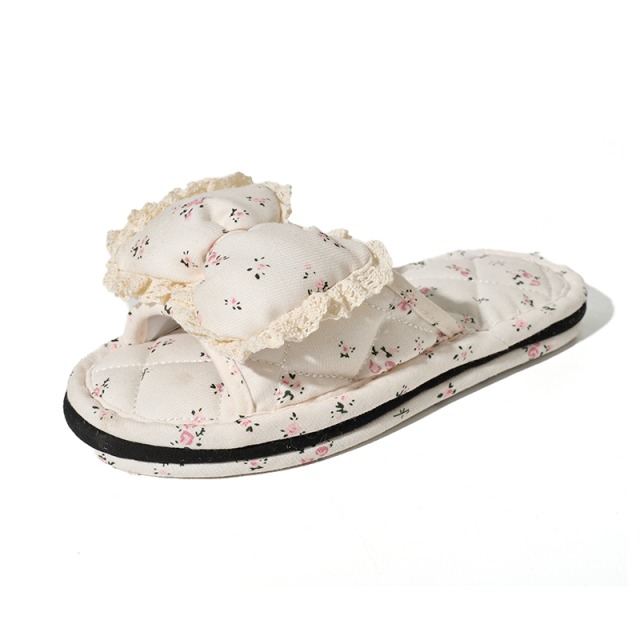 Factory Custom Bedroom Tree-layer Soft Thick Bottom Silent Slippers Anti-slip Comfortable Indoor Women's Soft Cloth Bow Slippers