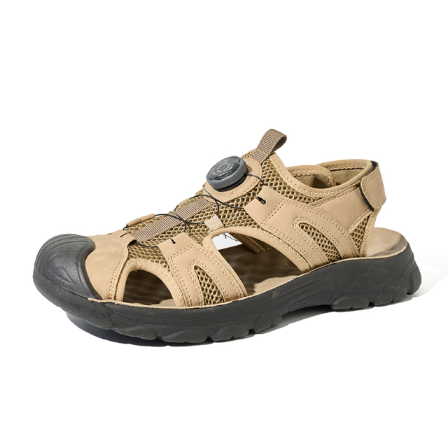 Breathable Men's Premium Outdoor Sandals Slip-Resistant PU Sole Quick-Twist Closure & Cushion Sole for Hiking/Camping/Travel