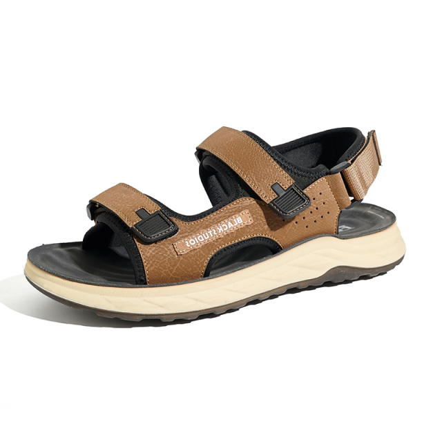 BAIRUILUN Men's Flat Breathable Outdoor Fisherman Casual Sandals PU Slip-Resistant Outsole Cushioned Lightweight Sandals