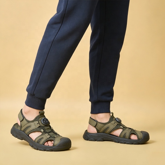 Breathable Men's Premium Outdoor Sandals Slip-Resistant PU Sole Quick-Twist Closure & Cushion Sole for Hiking/Camping/Travel