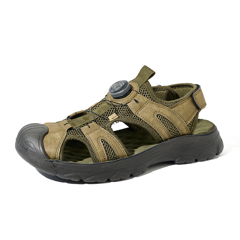 Breathable Men's Premium Outdoor Sandals Slip-Resistant PU Sole Quick-Twist Closure & Cushion Sole for Hiking/Camping/Travel