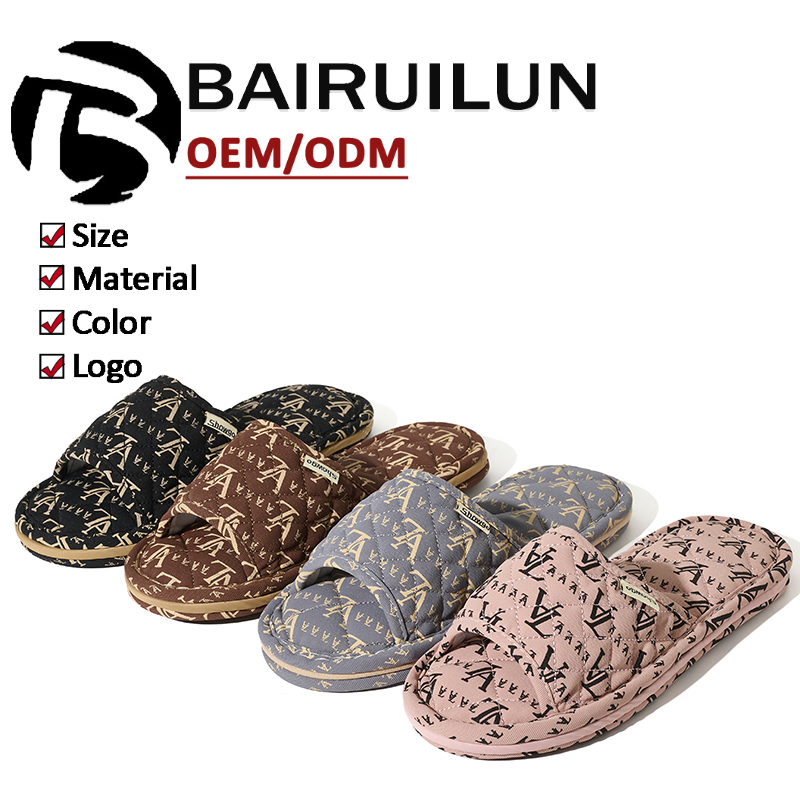 Lady's Fashion Indoor Open Toe Cloth Slippers Custom Light Bow Soft Sole Non-Slip Silence Floor Slippers