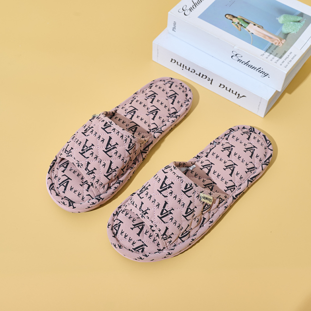 Lady's Fashion Indoor Open Toe Cloth Slippers Custom Light Soft Sole Non-Slip Silence Floor Slippers