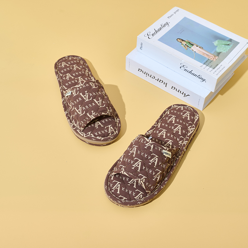 Lady's Fashion Indoor Open Toe Cloth Slippers Custom Light Bow Soft Sole Non-Slip Silence Floor Slippers