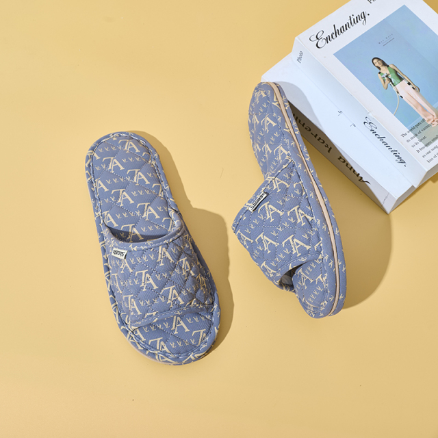 Lady's Fashion Indoor Open Toe Cloth Slippers Custom Light Soft Sole Non-Slip Silence Floor Slippers