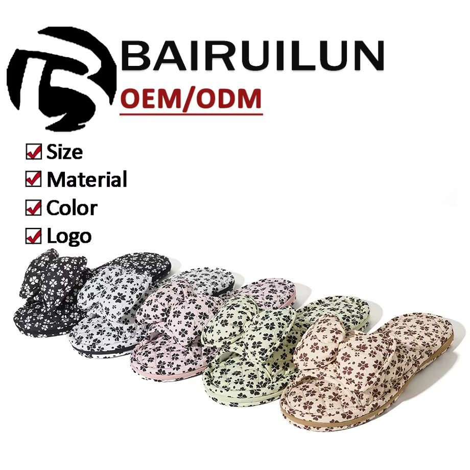 Ultralight Soft Fabric Cloth Sole Wooden Floor Slippers Men and Women Summer Mute Indoor Florals Soft Slippers