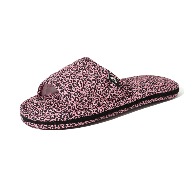 Factory Custom Bedroom Tree-layer Leopard Print Cloth Slippers Anti-slip Comfortable Indoor Women's Soft Casual Slippers