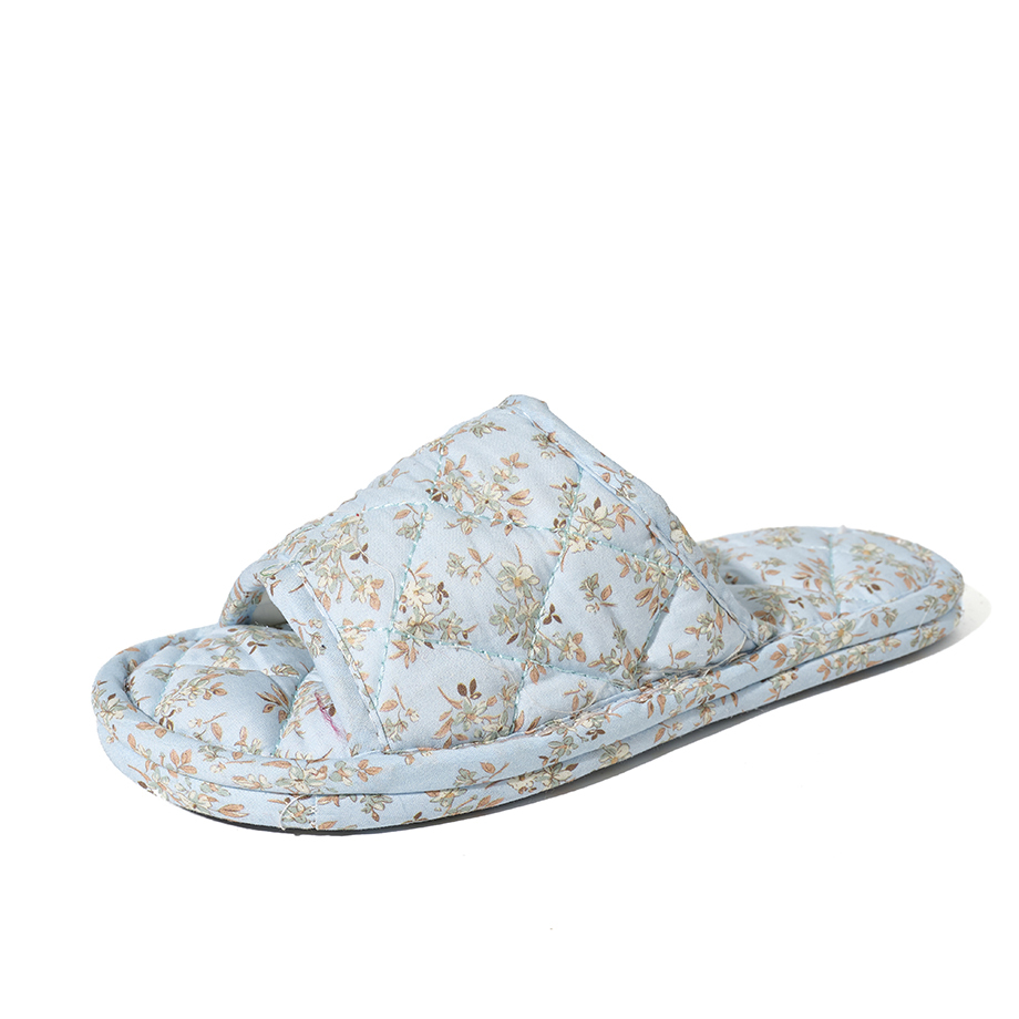 Ultralight Soft Fabric Cloth Sole Wooden Floor Slippers Men and Women Summer Mute Indoor Florals Soft Slippers