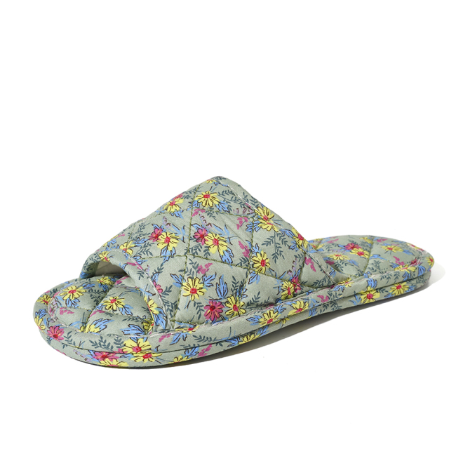 Ultralight Soft Fabric Cloth Sole Wooden Floor Slippers Men and Women Summer Mute Indoor Florals Soft Slippers