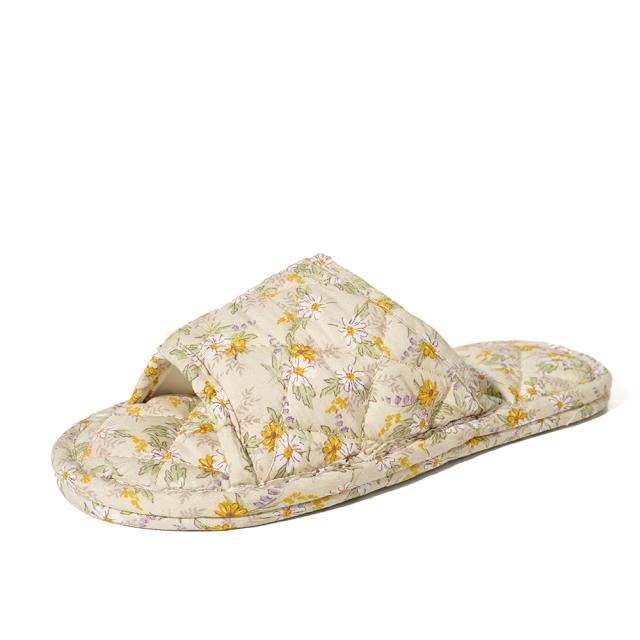 Ultralight Soft Fabric Cloth Sole Wooden Floor Slippers Men and Women Summer Mute Indoor Florals Soft Slippers