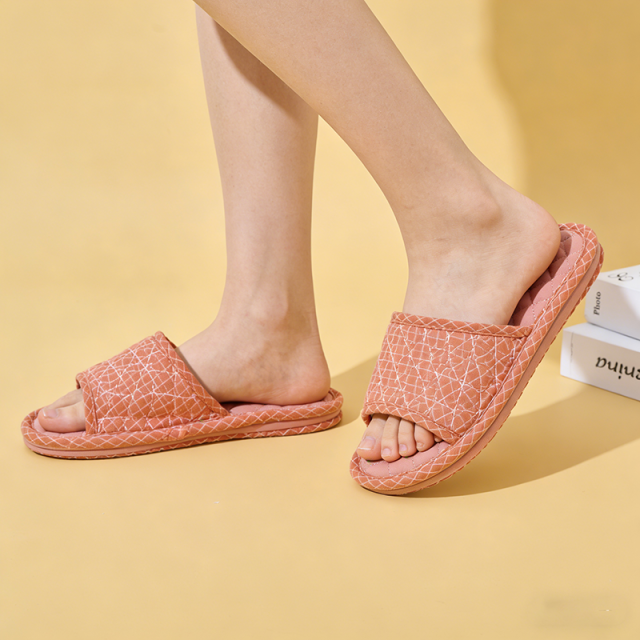 Ultralight Soft Fabric Cloth Sole Wooden Floor Slippers Men and Women Summer Mute Indoor Florals Soft Slippers