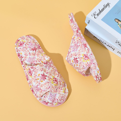 Ultralight Soft Fabric Cloth Sole Wooden Floor Slippers Men and Women Summer Mute Indoor Florals Soft Slippers