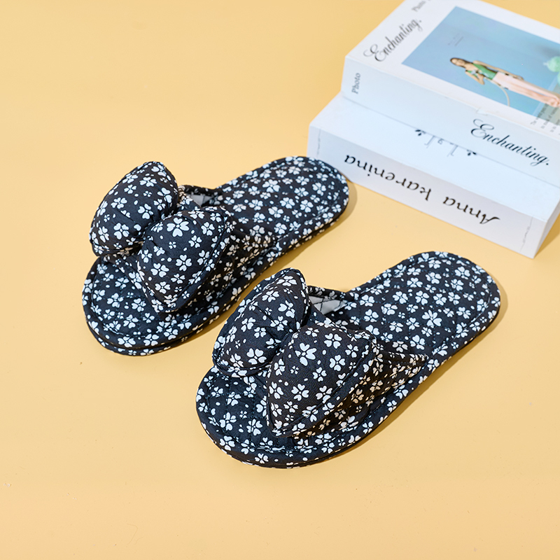 Ultralight Soft Fabric Cloth Sole Wooden Floor Slippers Men and Women Summer Mute Indoor Florals Soft Slippers