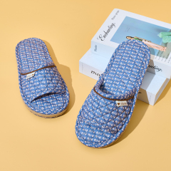 Factory Custom Minimalist Printed Fabric Slippers All-Season Indoor Couples' Soft-Sole Silent Slippers