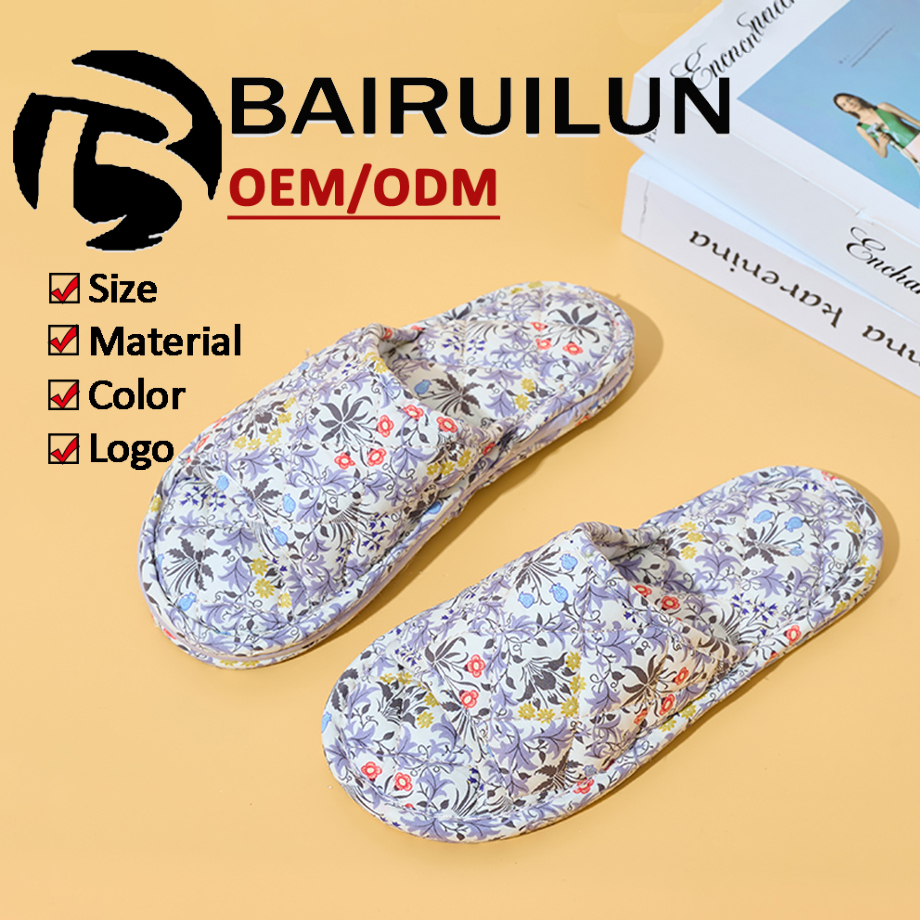 Ultralight Soft Fabric Cloth Sole Wooden Floor Slippers Men and Women Summer Mute Indoor Florals Soft Slippers