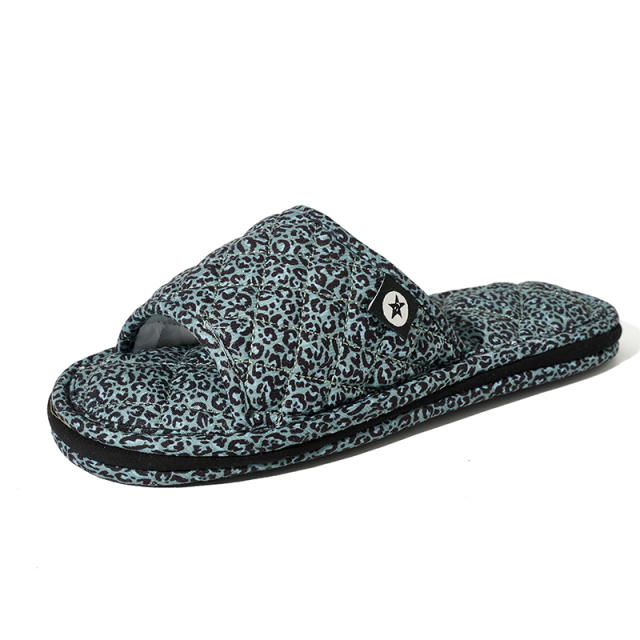 Factory Custom Bedroom Tree-layer Leopard Print Cloth Slippers Anti-slip Comfortable Indoor Women's Soft Casual Slippers