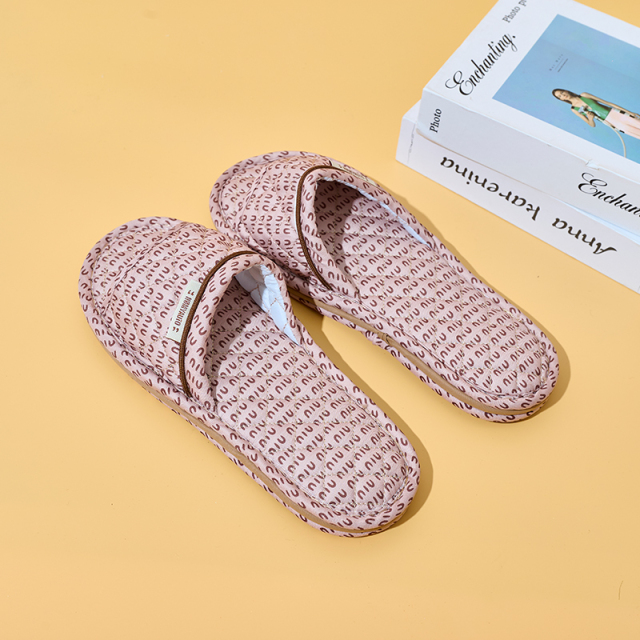 Factory Custom Minimalist Printed Fabric Slippers All-Season Indoor Couples' Soft-Sole Silent Slippers