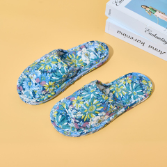 Ultralight Soft Fabric Cloth Sole Wooden Floor Slippers Men and Women Summer Mute Indoor Florals Soft Slippers