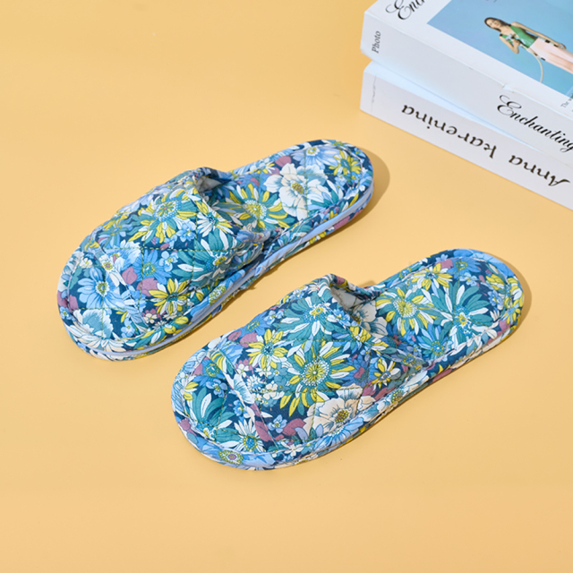 Ultralight Soft Fabric Cloth Sole Wooden Floor Slippers Men and Women Summer Mute Indoor Florals Soft Slippers