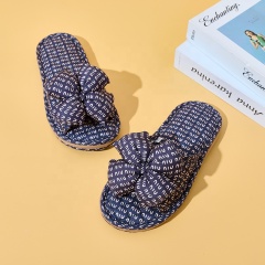 Factory Custom Bedroom Tree-layer Leopard Print Cloth Slippers Anti-slip Comfortable Indoor Women's Soft Casual Slippers