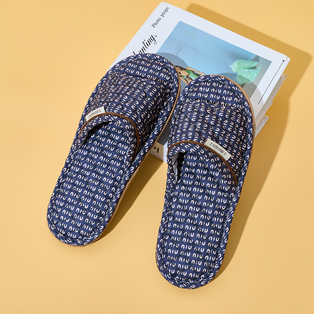 Factory Custom Minimalist Printed Fabric Slippers All-Season Indoor Couples' Soft-Sole Silent Slippers