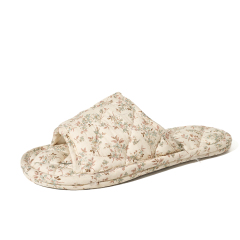 Ultralight Soft Fabric Cloth Sole Wooden Floor Slippers Men and Women Summer Mute Indoor Florals Soft Slippers