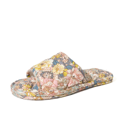 Ultralight Soft Fabric Cloth Sole Wooden Floor Slippers Men and Women Summer Mute Indoor Florals Soft Slippers